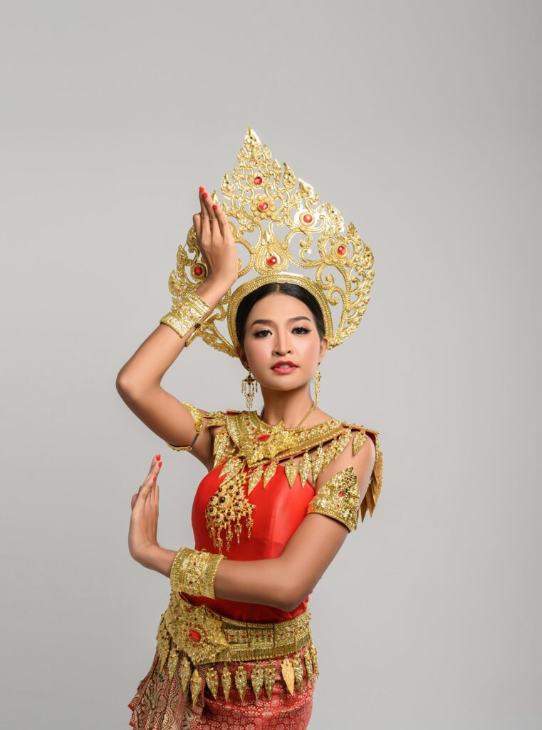 Beautiful Thai woman wearing Thai dress and Thai dance